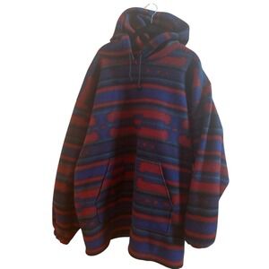 G.A.R.B Vintage Aztec Design XL Oversized Fleece Jacket Hood Kangaroo Pocket 90s